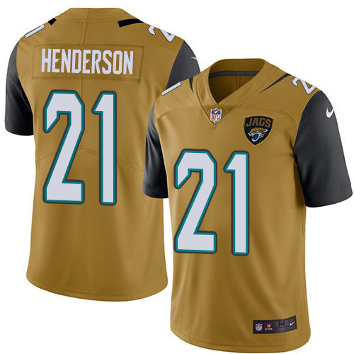 Jacksonville Jaguars #21 C.J. Henderson Gold Youth Stitched NFL Limited Rush Jersey